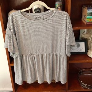 LOFT striped drop shoulder peplum tee
